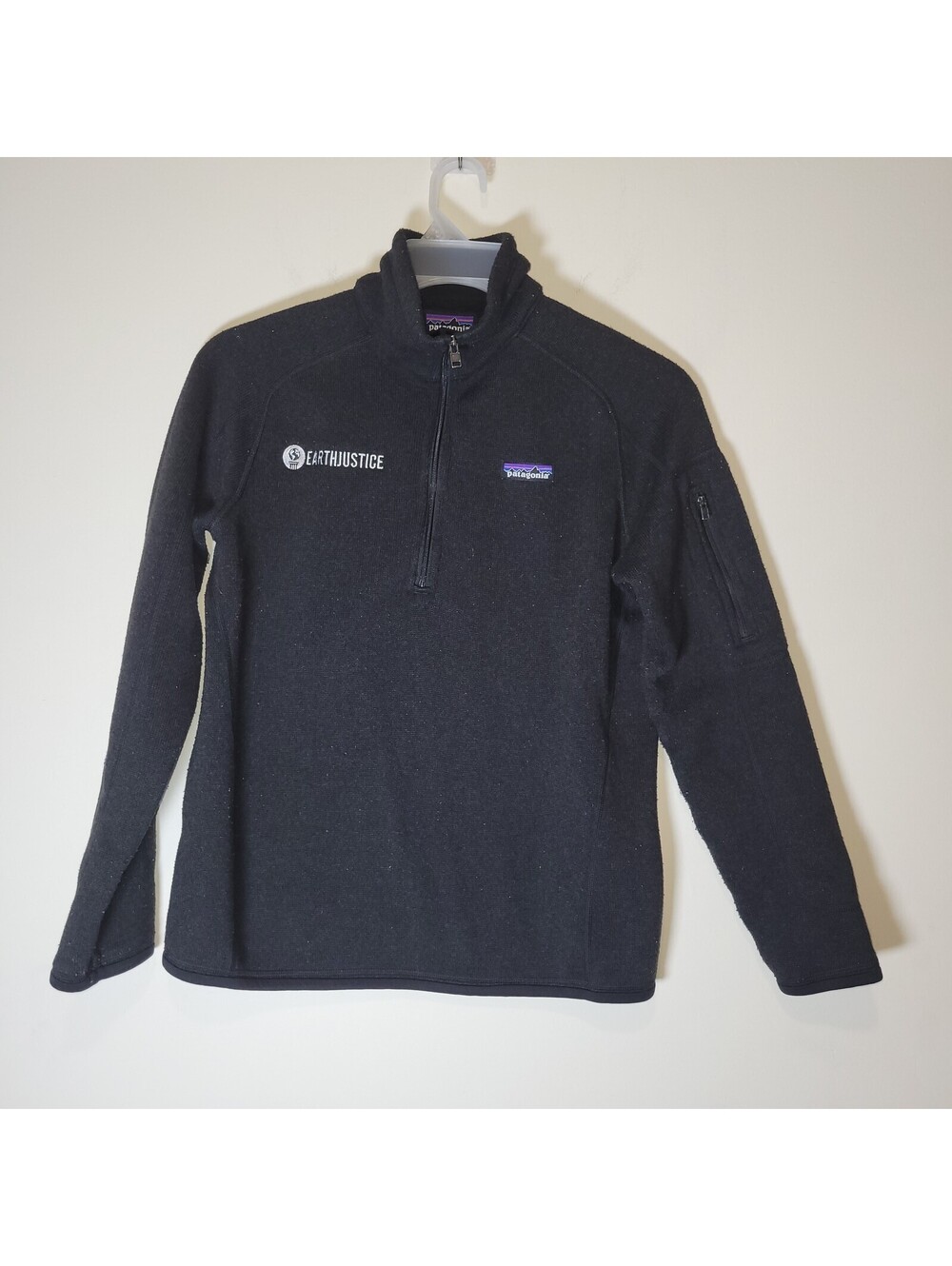 Patagonia Women's S Black Quarter Zip Better Sweater Fleece Pullover Logo